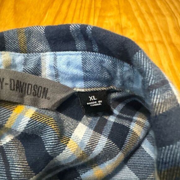 Harley-Davidson Mens Skull Lightning Slim Fit Plaid Woven Shirt 96237-18VM SZ XL - Picture 5 of 12